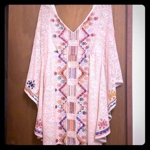Judith March Embroidered Boho Crochet Mini Dress